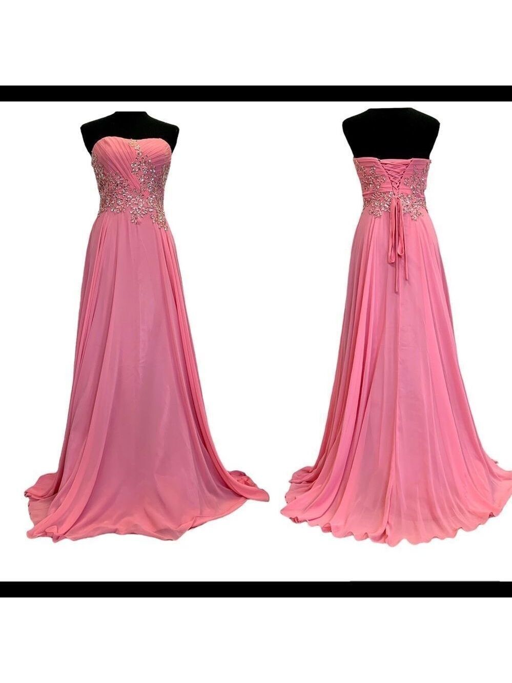 ANNA Rose pink sleeveless sequin beaded sweetheart prom bridesmaid gown🔥